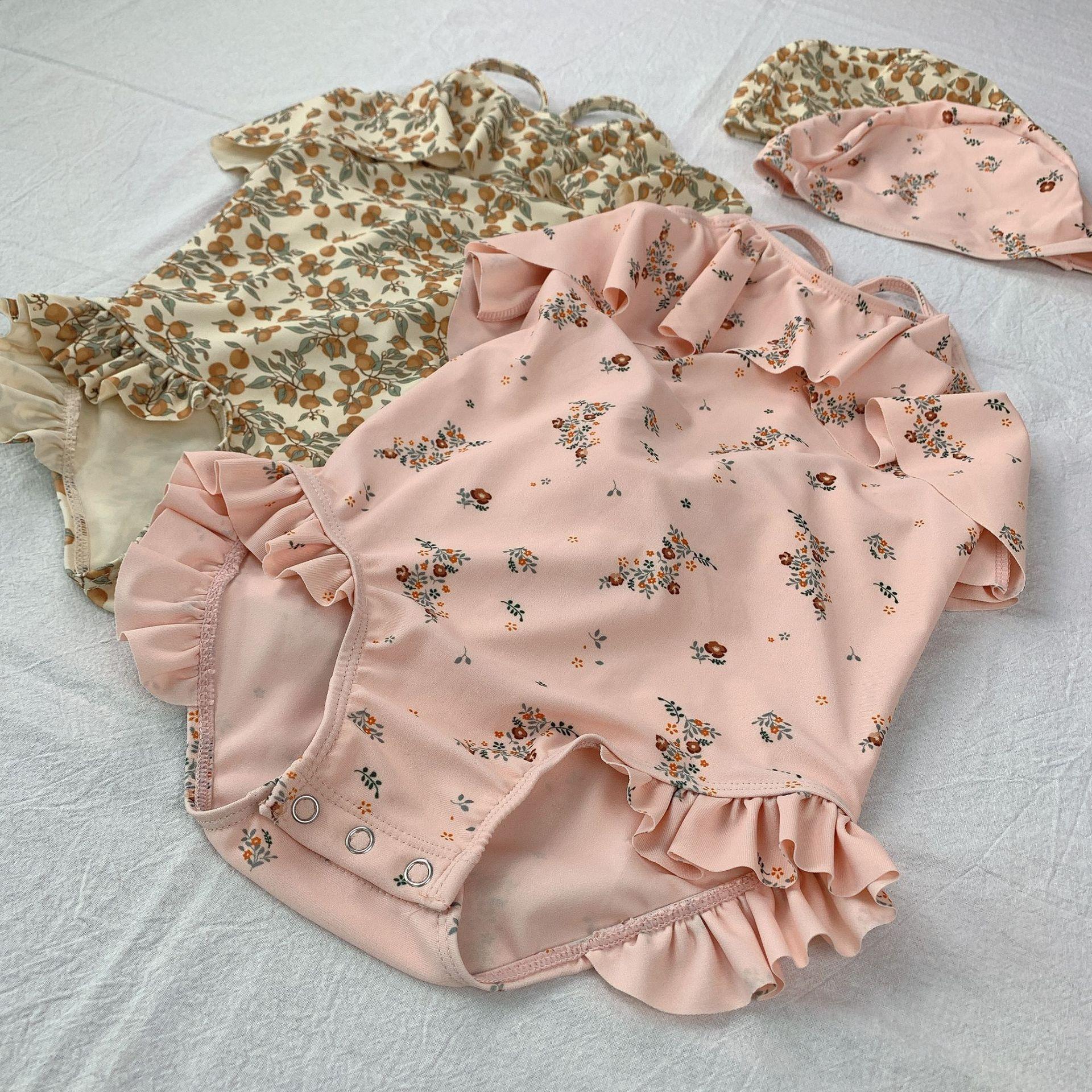 2021 Mới Mùa Hè Cho Bé Gái In Hoa Đồ Bơi Vai Tắt Trẻ Em Áo Liền Quần Kỳ Nghỉ Quần Áo Đi Biển Có Đồ Bơi