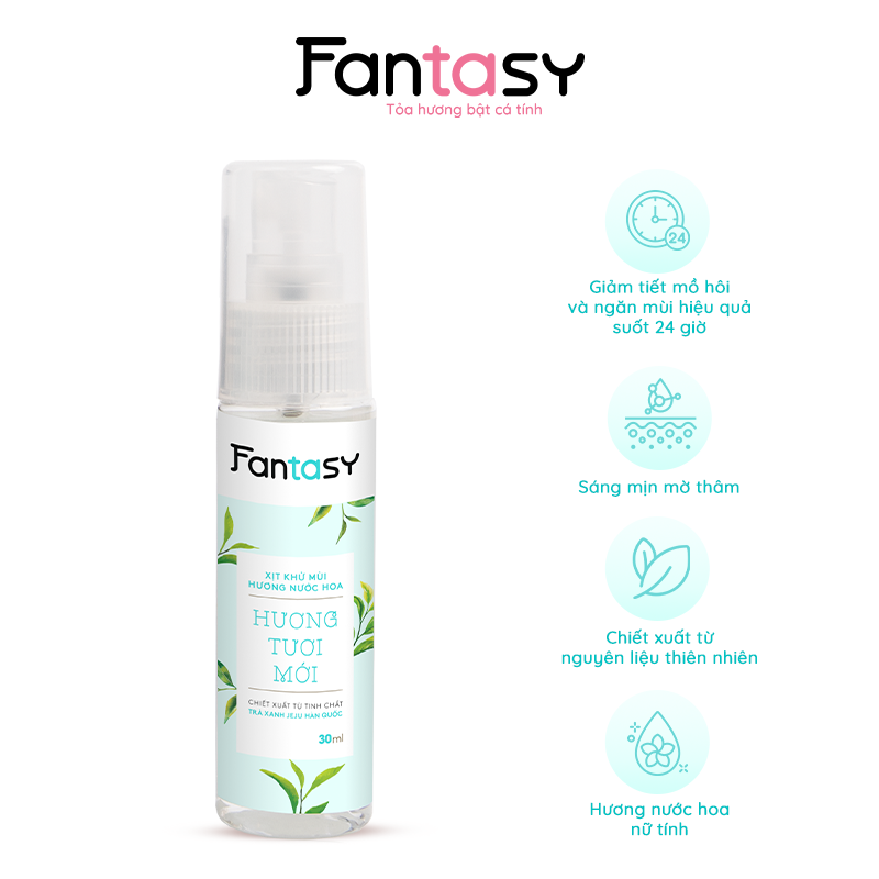 Xịt khử mùi hương nước hoa Fantasy 30ml - Hương Tươi mới