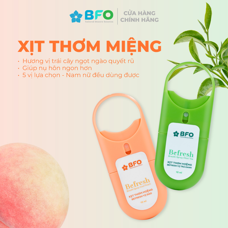 Combo 2 Xịt Thơm Miệng Befresh Cho Hơi Thở Thơm Mát Chỉ Trong 3 Giây Dung Tích 10Ml - Combo Bạc Hà - Trà Xanh