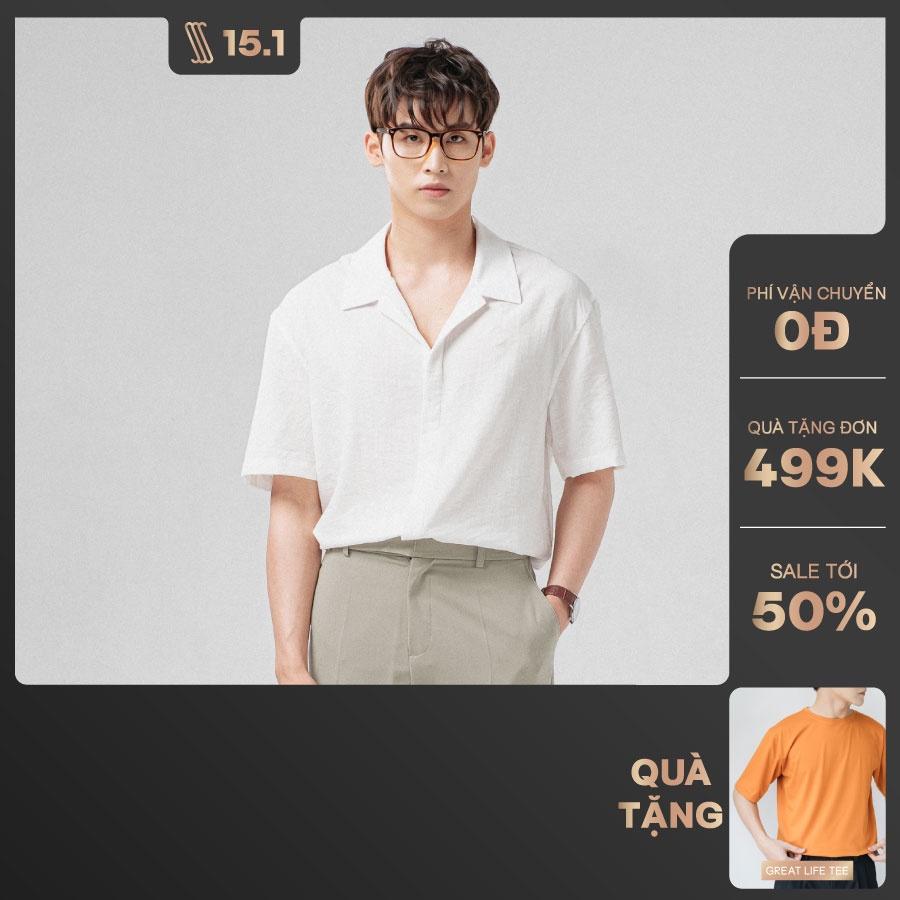 Áo sơ mi nam SSSTUTTER cổ cuban form rộng hàn quốc linen thoáng mát CUBAN BASIC SHIRT