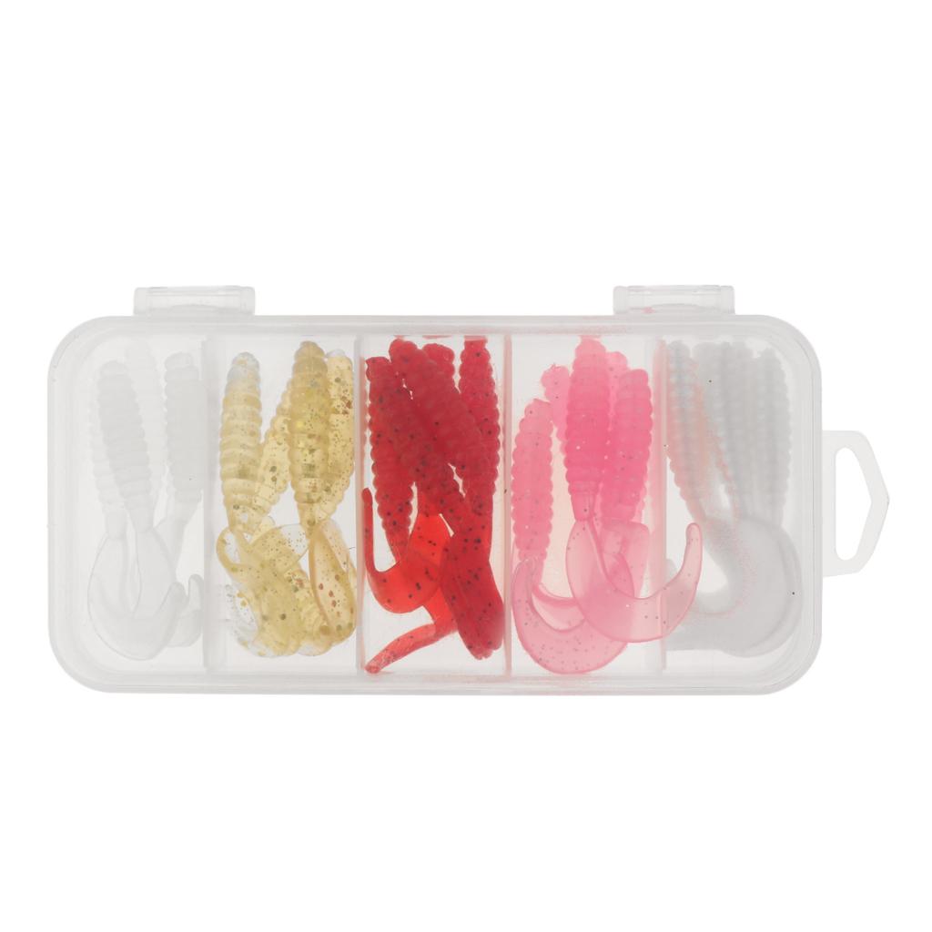 25pcs  Soft Worm Fishing Lures Set Artificial Bait Shad Swimbait