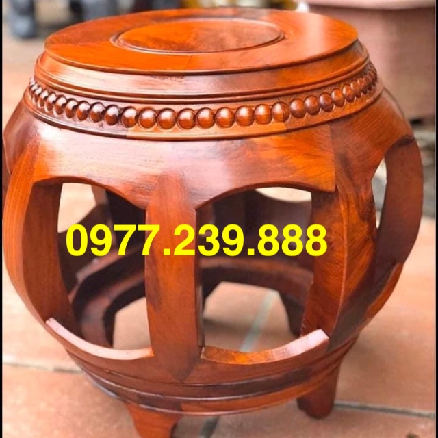 Đôn trống bằng gỗ hương lào 35cm