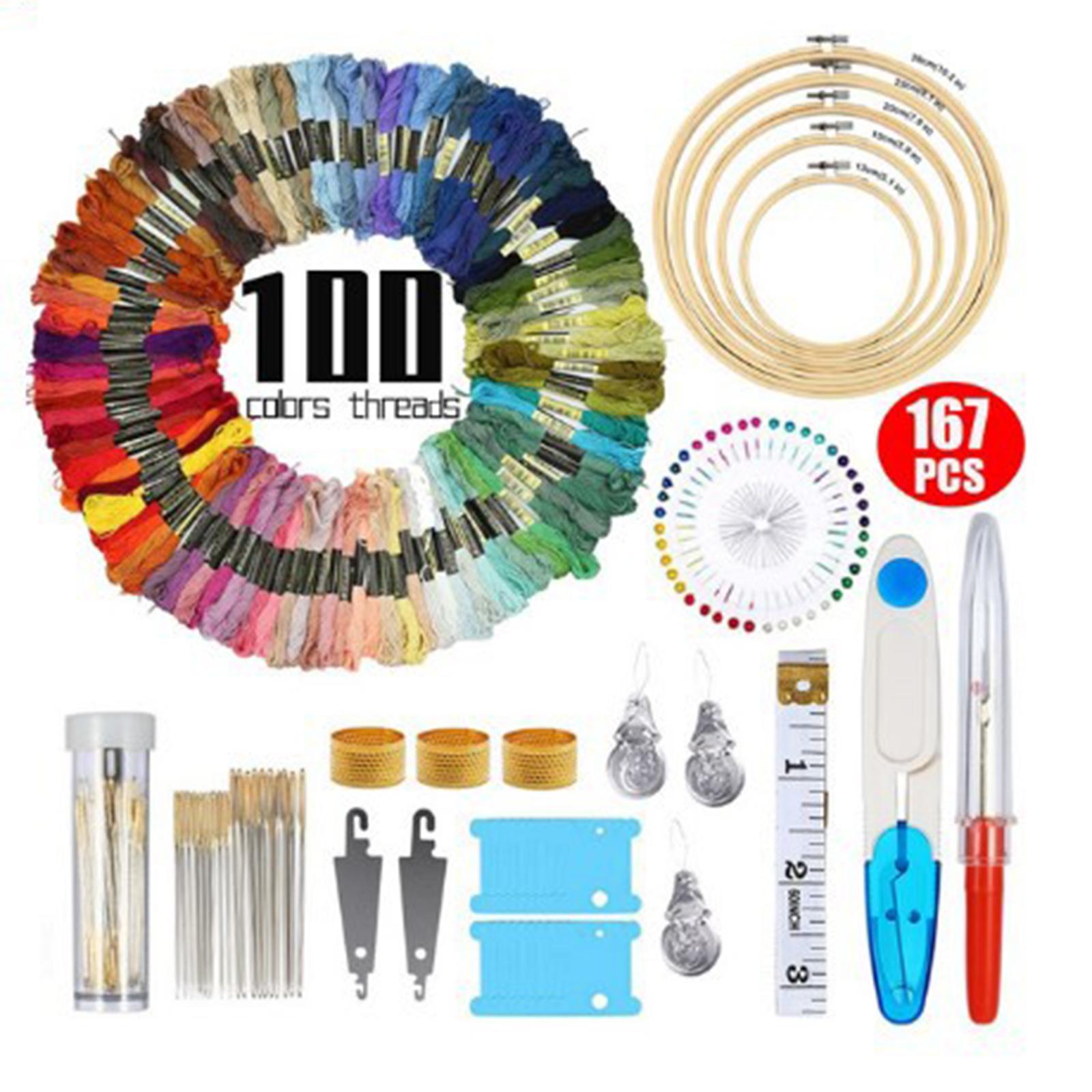 Embroidery Starter Kit Embroidery Hoop DIY Cross Stitch Sewing Kit for Adult