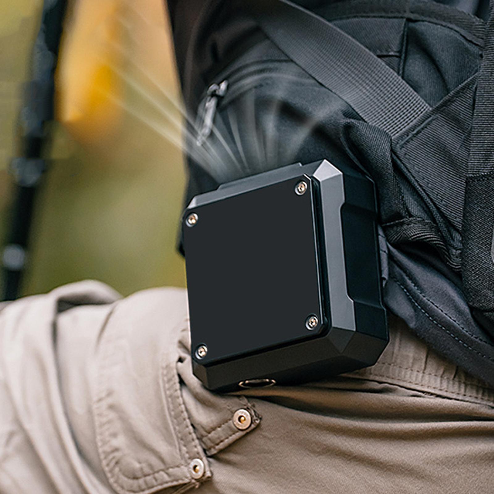 Portable Waist Fan USB Output Ports Wearable Fan with Lanyard Black