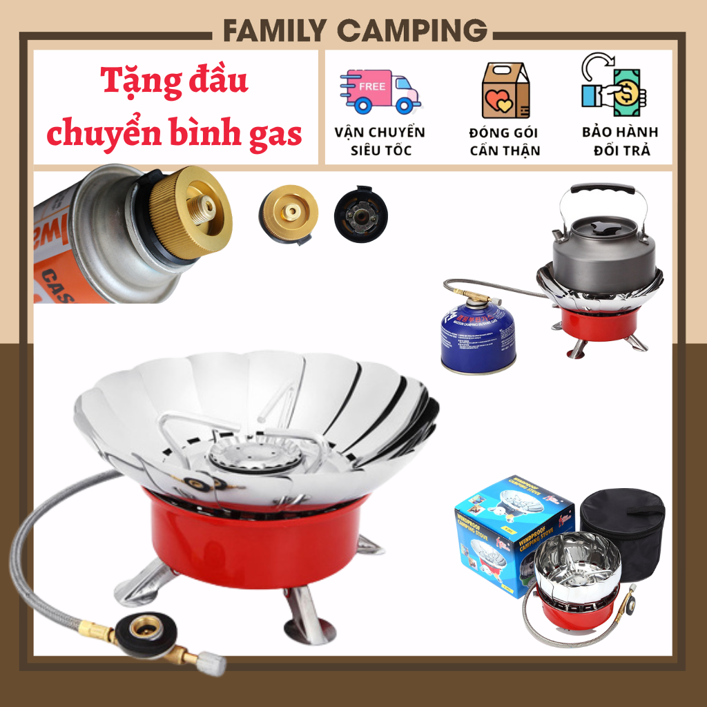 Bếp gas mini chống gió gấp gọn kiểu dáng hoa sen tiện dụng cho cắm trại dã ngoại du lịch