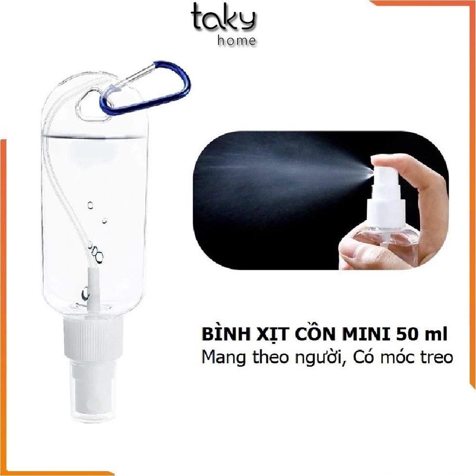 Chai Xịt Cồn Sát Khuẩn Tay 50 ml, Nhỏ Gọn Dễ Mang Theo, Treo Túi, Balo Tiện Dụng, Chai Rỗng Đổ Cồn. TakyHome 7142