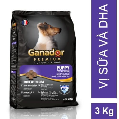 Thức ăn cho chó con vị sữa DHA Ganador Puppy milk with DHA gói 3kg