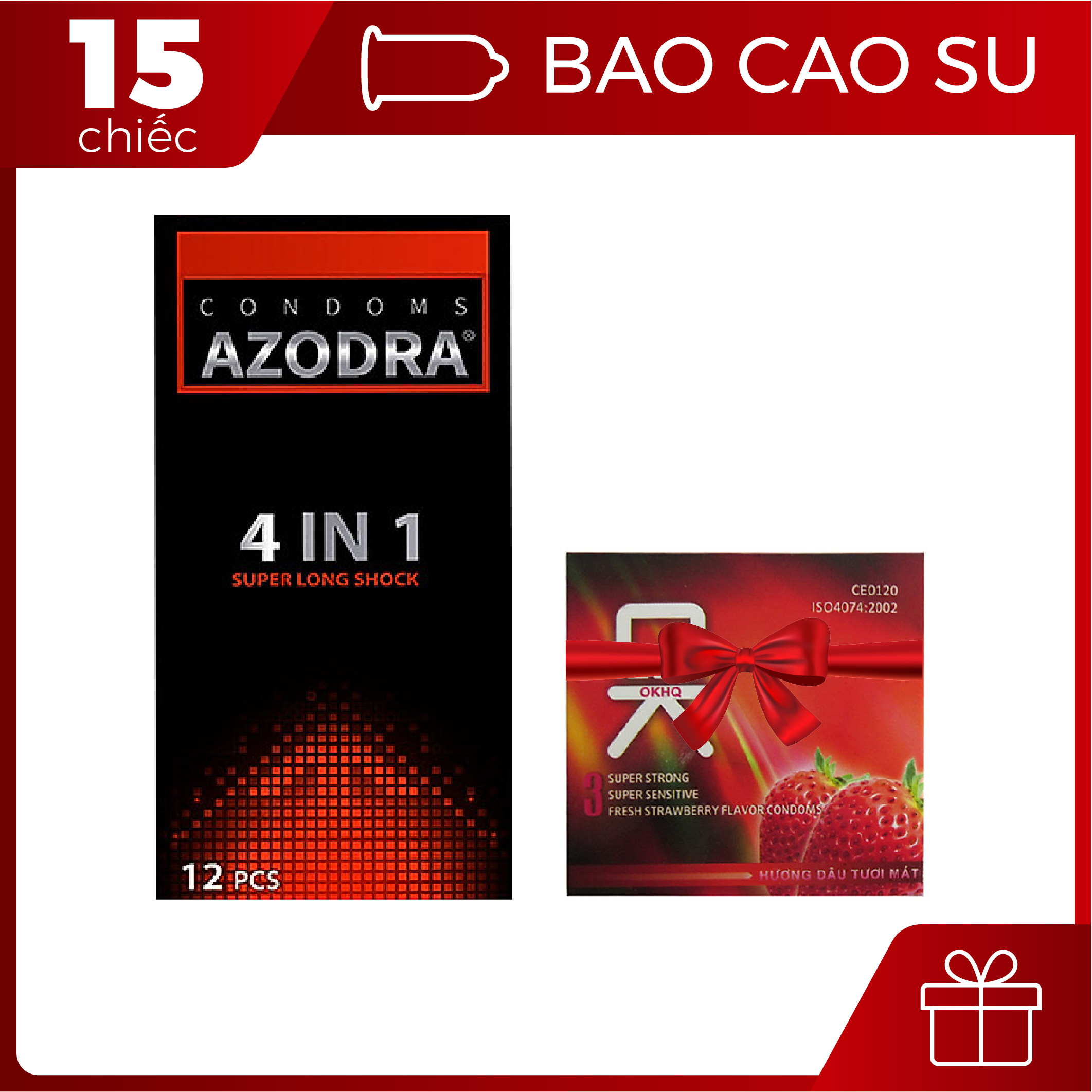 Bao Cao Su Azodra Gân Gai + Tặng bao cao su Ok dâu