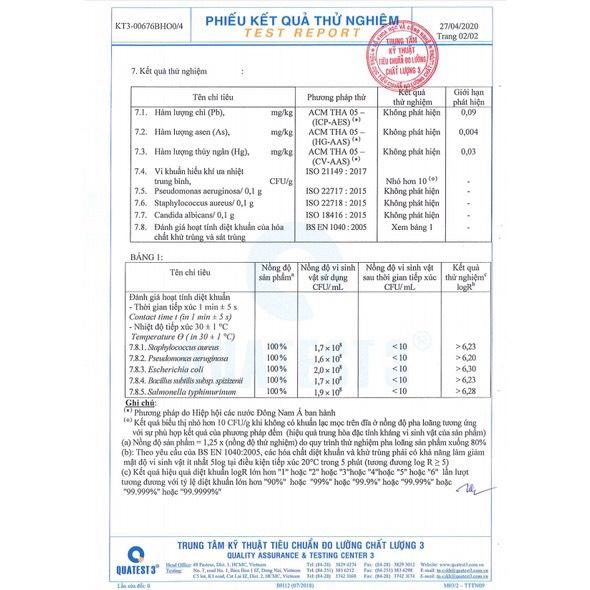 NƯỚC RỬA TAY KHÔ KHÁNG KHUẨN 99,9%