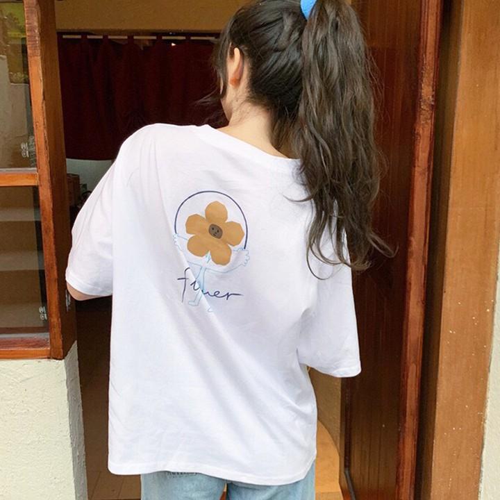Áo Thun Nữ Unisex Màu Trắng In Bông Hoa Flower ATN6151