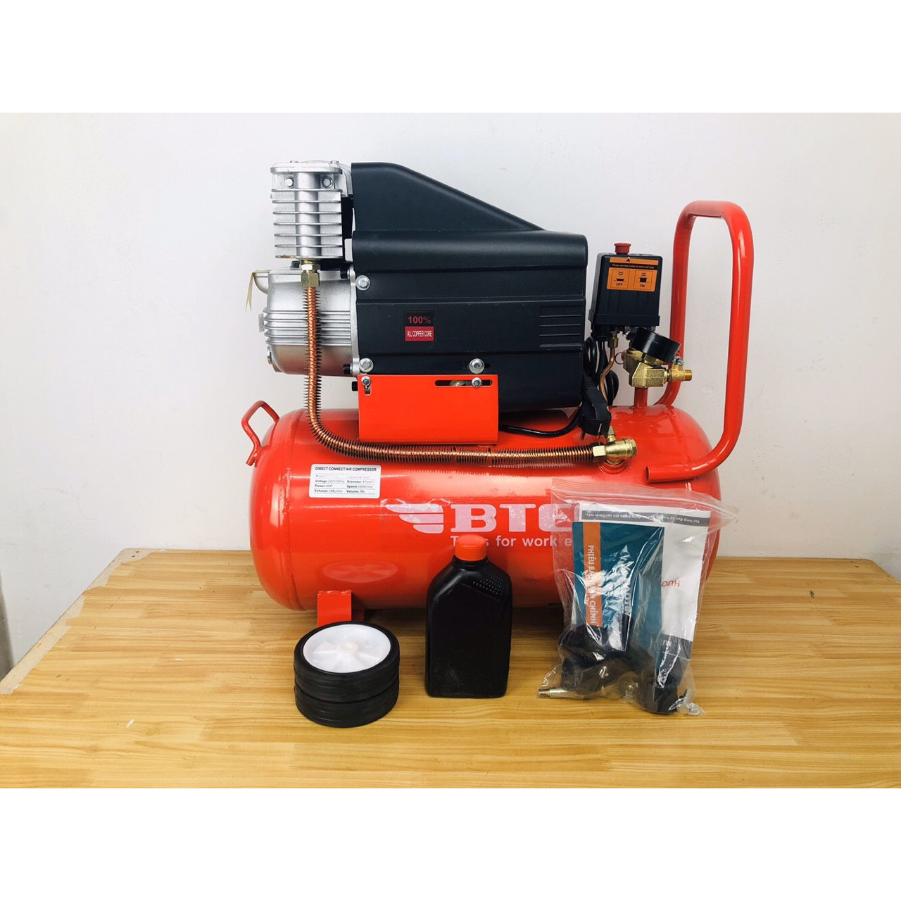 MÁY NÉN KHÍ CÓ DẦU 4HP, 36L BTEC BT4036-HÀNG CHÍNH HÃNG