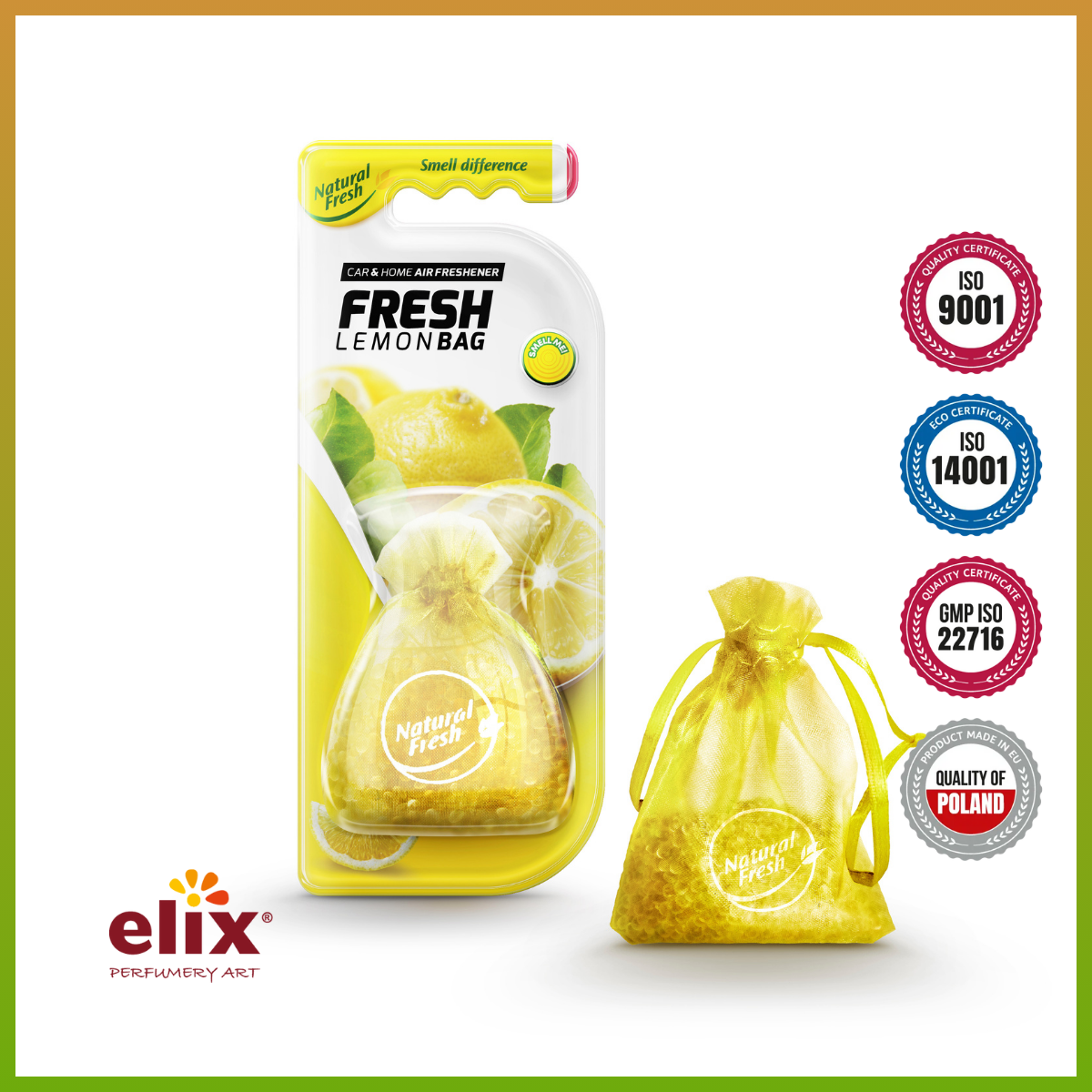 Túi thơm để Taplo Ô tô Elix Fresh Bag - Hương Lemon (Chanh)