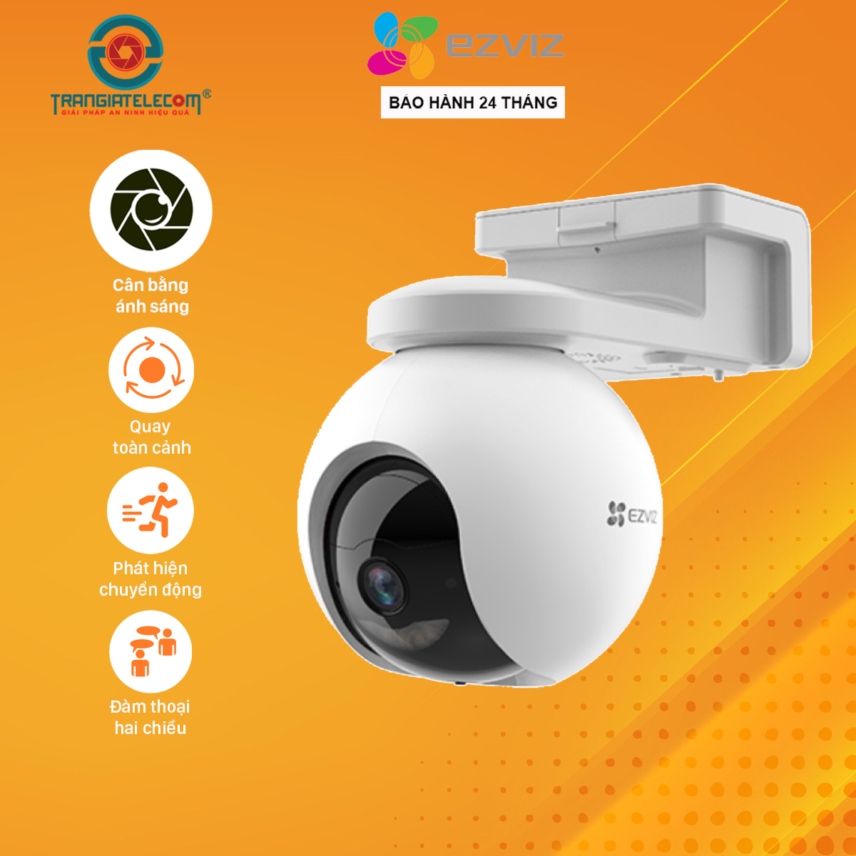 Camera Wifi sử dụng pin quay quét 360 độ Ezviz HB8 4MP 2K, đàm thoại 2 chiều - Hàng chính hãng