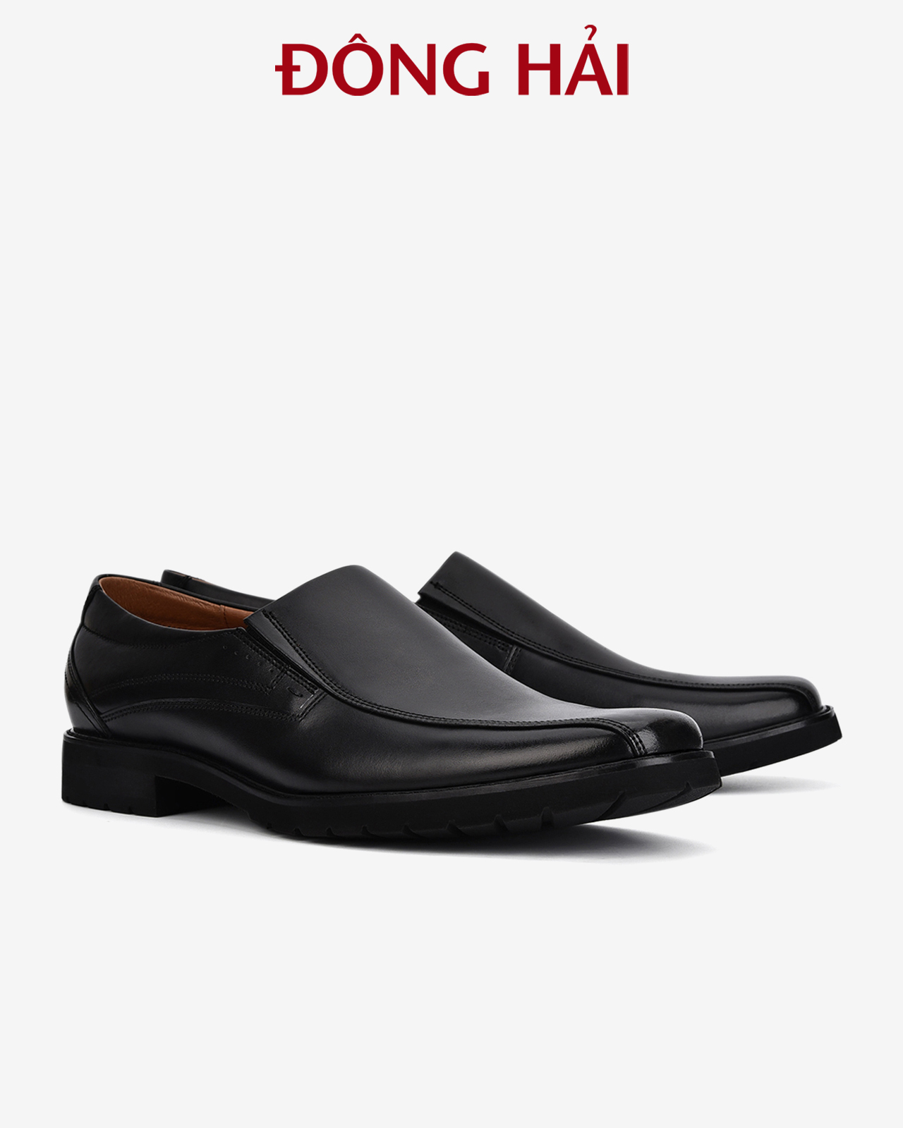 Giày tây nam Đông Hải da bò cao cấp thiết kế slip-on tiện lợi đế cao su 3cm - G01A5