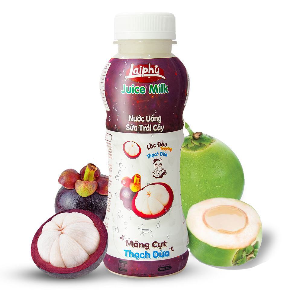 Sữa Trái Cây Măng Cụt Thạch Dừa Lai Phú Chai 300ml - Lốc 6 Chai