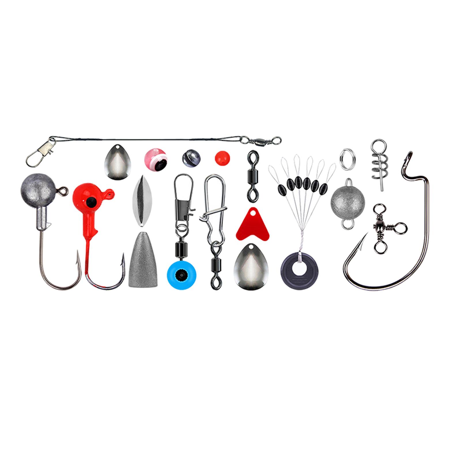 257X Fishing Accessories Kit Set with Tackle Box Jig Crank Hooks Bead