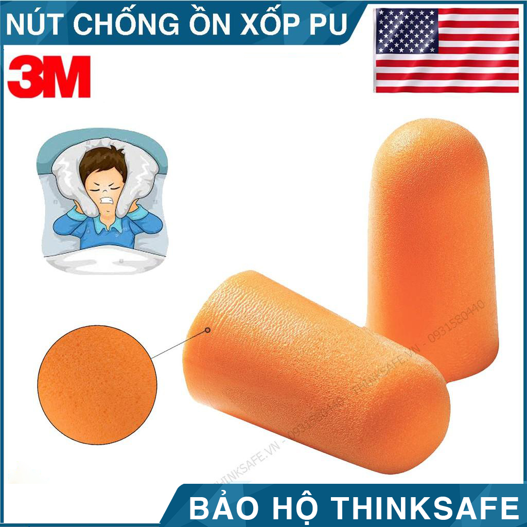Nút tai chống ồn 3M 1110 cấu tạo từ PU xốp, bịt tai chống ồn đạt chỉ số NRR 29dB -