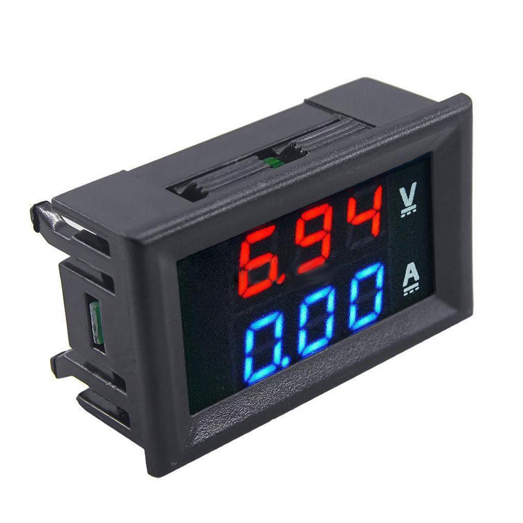 Digital Current Tester Multimeter DC 100V Volt 10A Ampere Battery Monitor Gauge Red & Blue LED Display Car Automotive Built-in Shunt