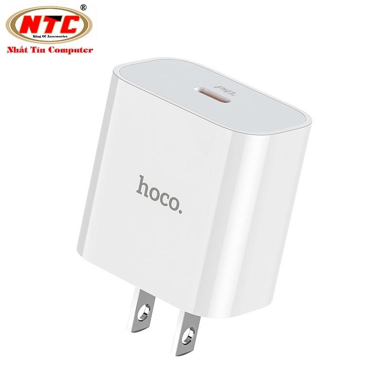 Cốc sạc nhanh dành cho Hoco C76 chân dẹp hỗ trợ PD3.0 Type-C PD18W (Trắng) - Hàng chính hãng