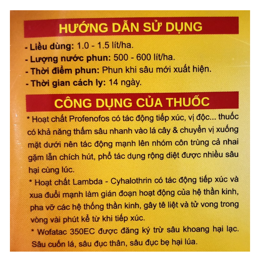 Thuốc trừ sâu WOFATAC 350EC 240ml