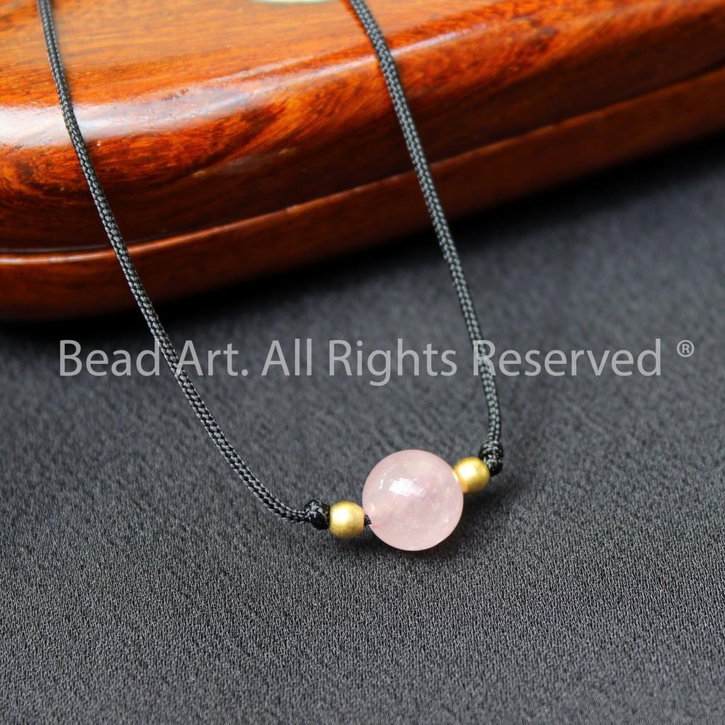 Vòng Cổ (Dây Chuyền) Thạch Anh Hồng Madagascar, Pink Quartz 8MM Tự Nhiên,Trang Sức Phong Thuỷ, Chuỗi Hạt, Hoả, Thổ - Bead Art