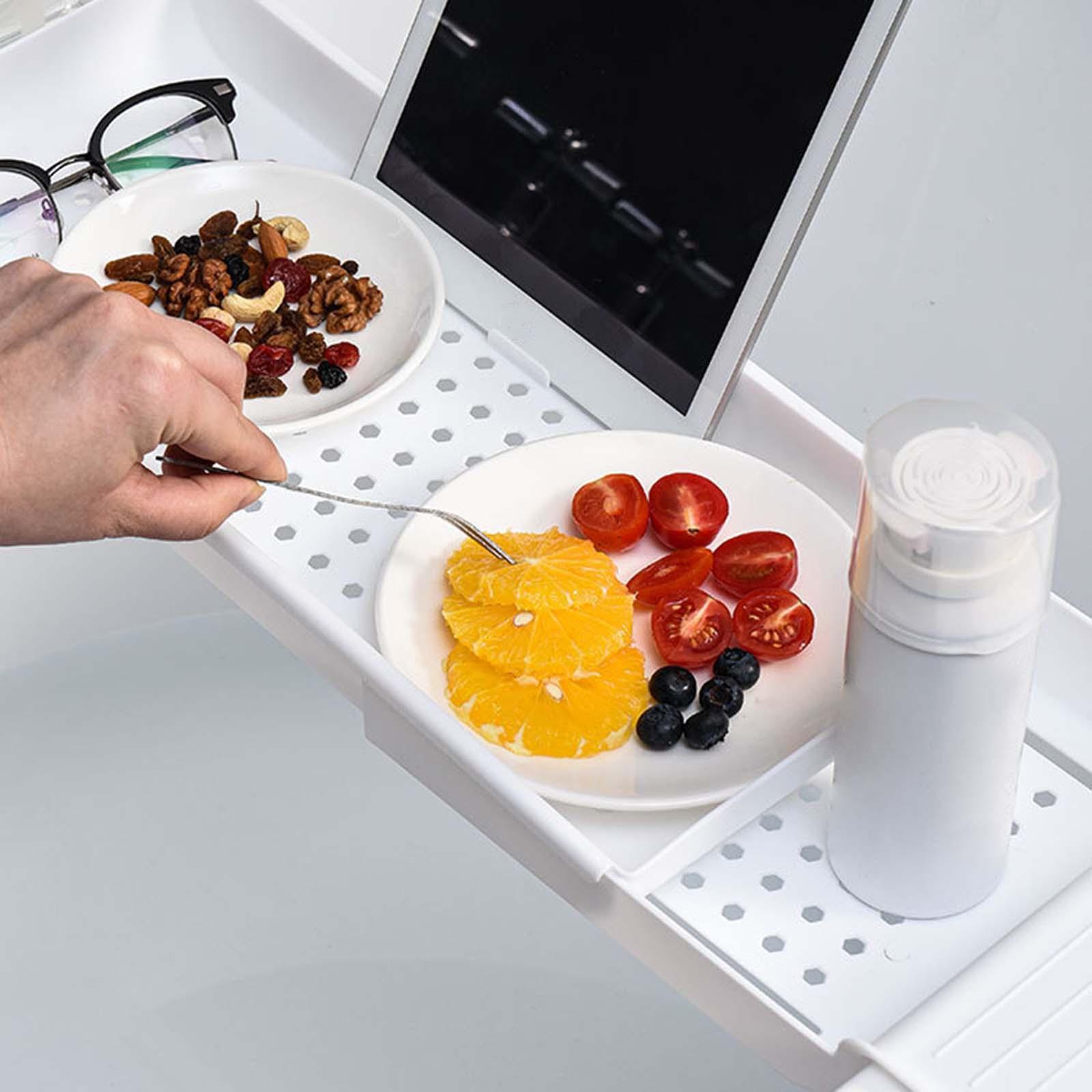 Bath Tub Tray Accessories Expandable Storage Shelf for Candleholder