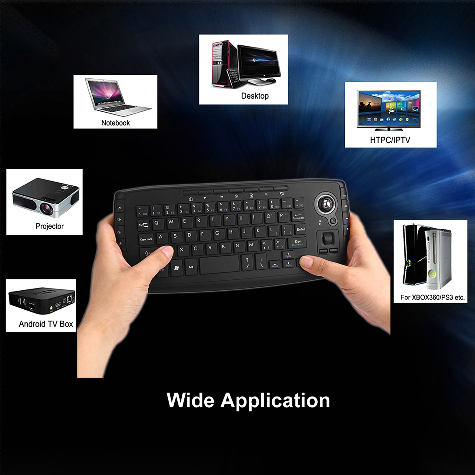 Bàn Phím Không Dây E30 2.4GHz Với Chuột Trackball Điều Khiển Từ Xa Bằng Bánh Xe Lăn Cho Android TV Box TV Thông Minh PC Máy Tính Xách Tay
