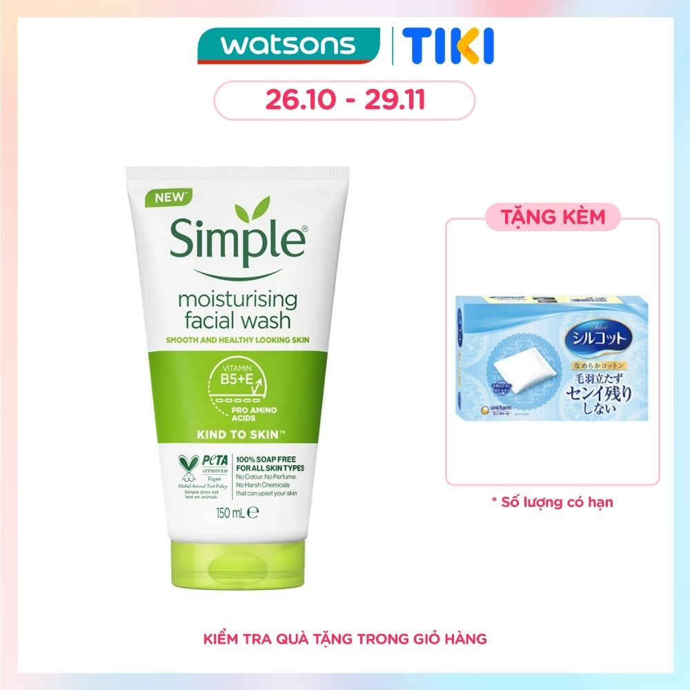 Sữa Rửa Mặt Simple Moisturising Facial Wash Dành Cho Da Khô và Da Nhạy Cảm 150ml