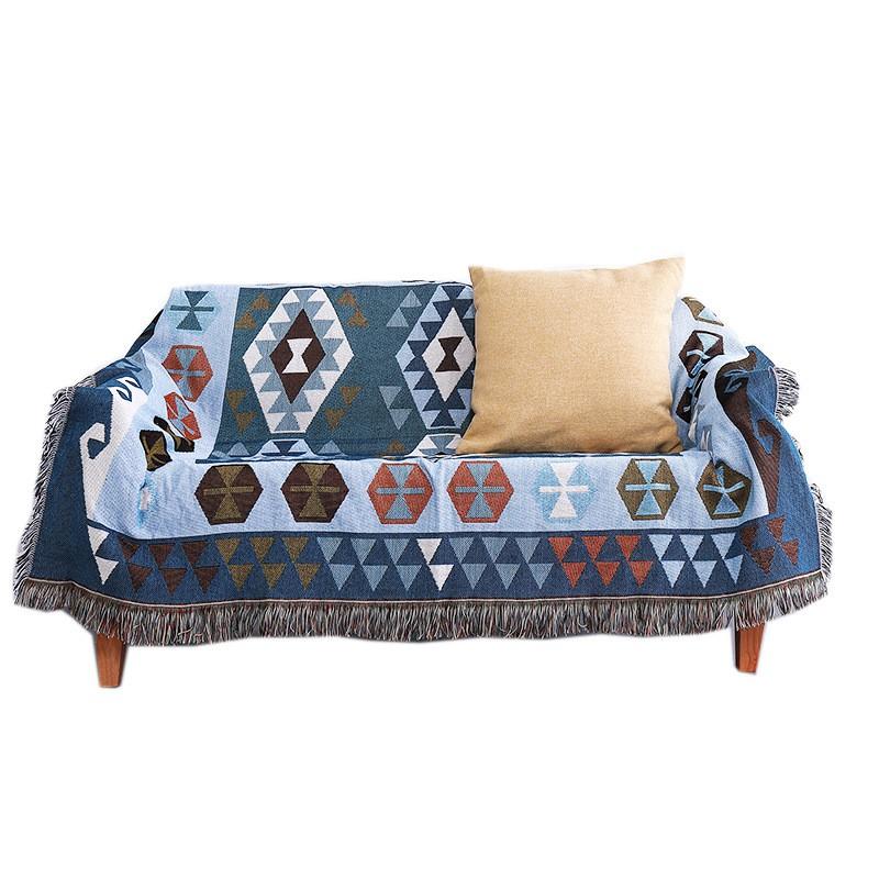 Chăn Thảm Phủ Sofa Hình Trừu Tượng Xanh Nâu PA9634