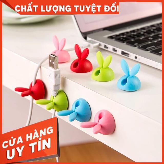 Combo 4 Kẹp Dây Điện Silicon Tai Thỏ con xinh xắn giữ dây cáp,dây điện,tai nghe điện thoại,laptop K136