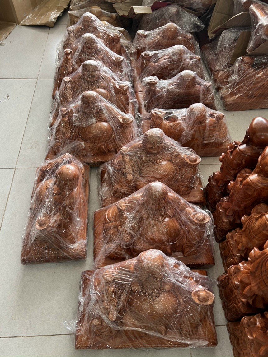 Tượng phật di lặc ngồi gỗ hương đế cuốn ngang 40cm