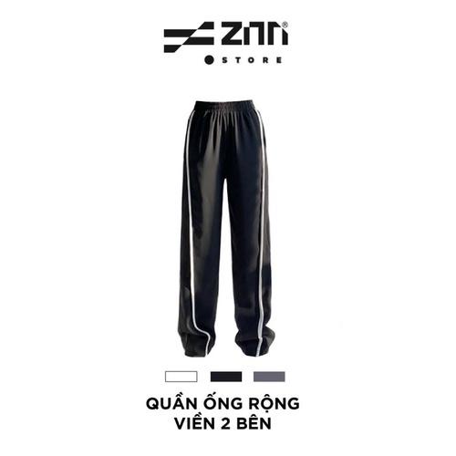 Quần Ống Rộng Nữ Zinti Lưng Cao Kẻ Sọc 2 Bên Chất Poly Hai Da Màu Basic QD36