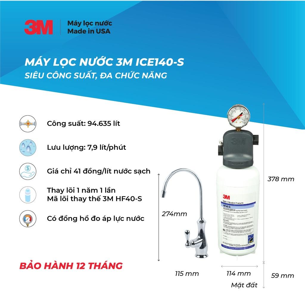 Máy Lọc Nước 3M ICE140-S Kèm Vòi 3M Công Suất Cao - Không Điện