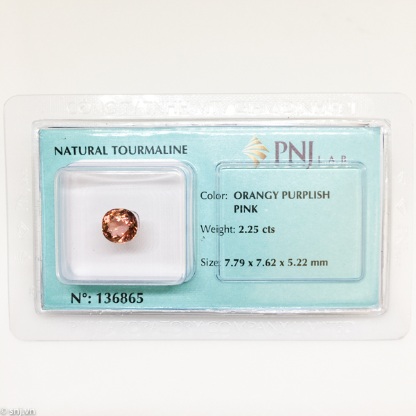 Viên tourmaline oval tròn hồng cam 2.25ct 136865