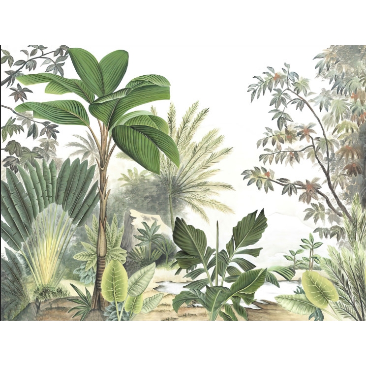 (HCM) Tranh dán tường 3d lá nhiệt đới tropical tranh sẵn keo, dễ dán(in theo yêu cầu)