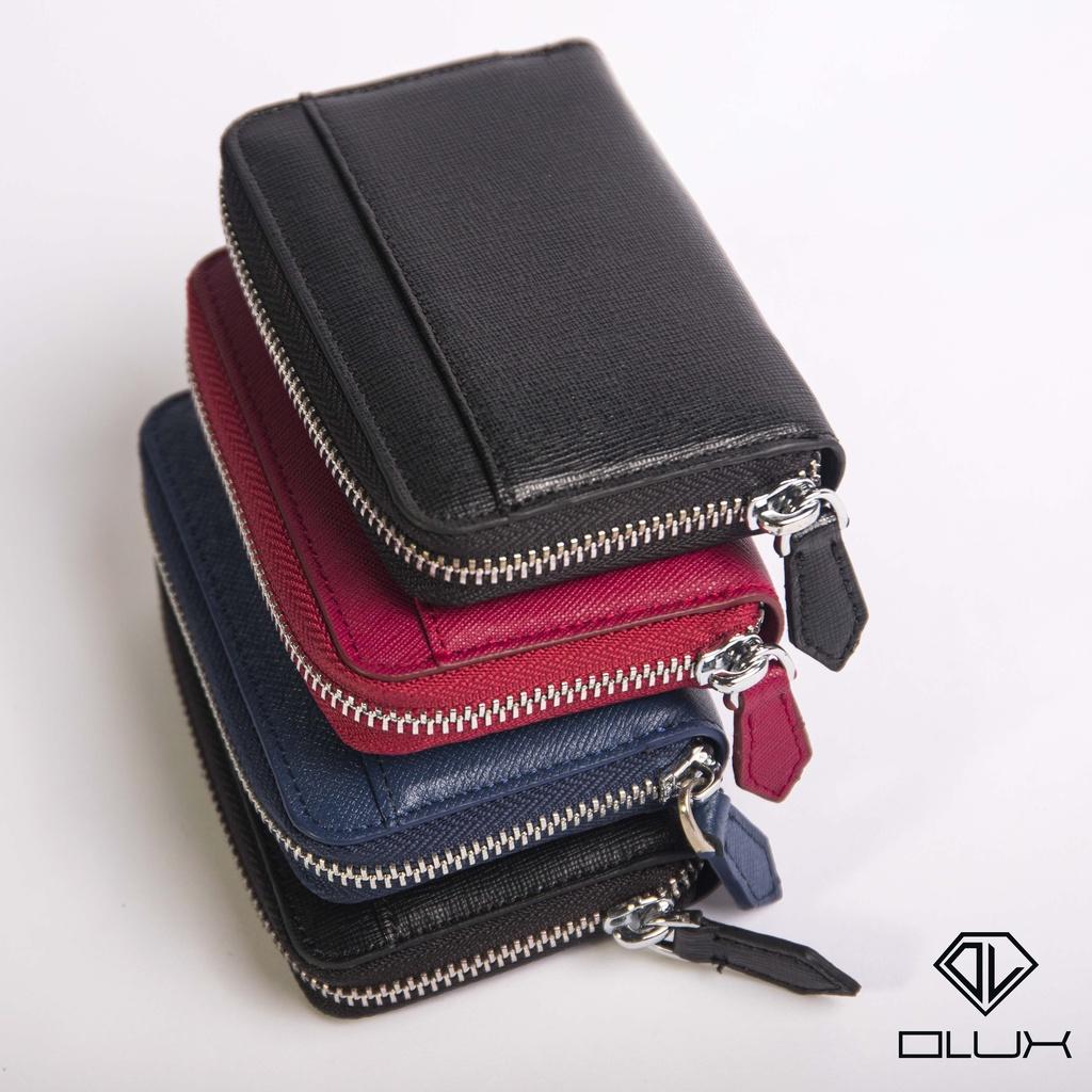 Ví da dây kéo đa năng uinex công sở,ví zip mini Olux