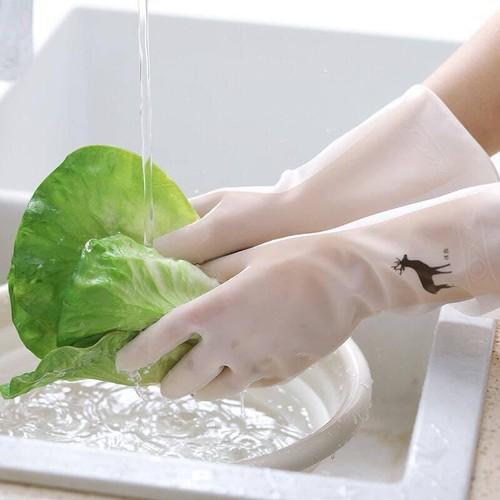 Găng tay cao su con hươu dùng rửa chén bát nấu ăn bảo hộ đôi tay dẻo dai siêu bền không hóa chất chịu nhiệt tốt