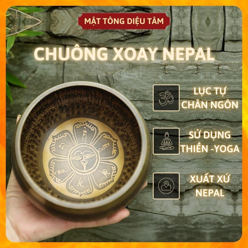 Chuông xoay Tây Tạng, chuông bát nepal họa tiết mắt phật nhiều size Diệu Tâm