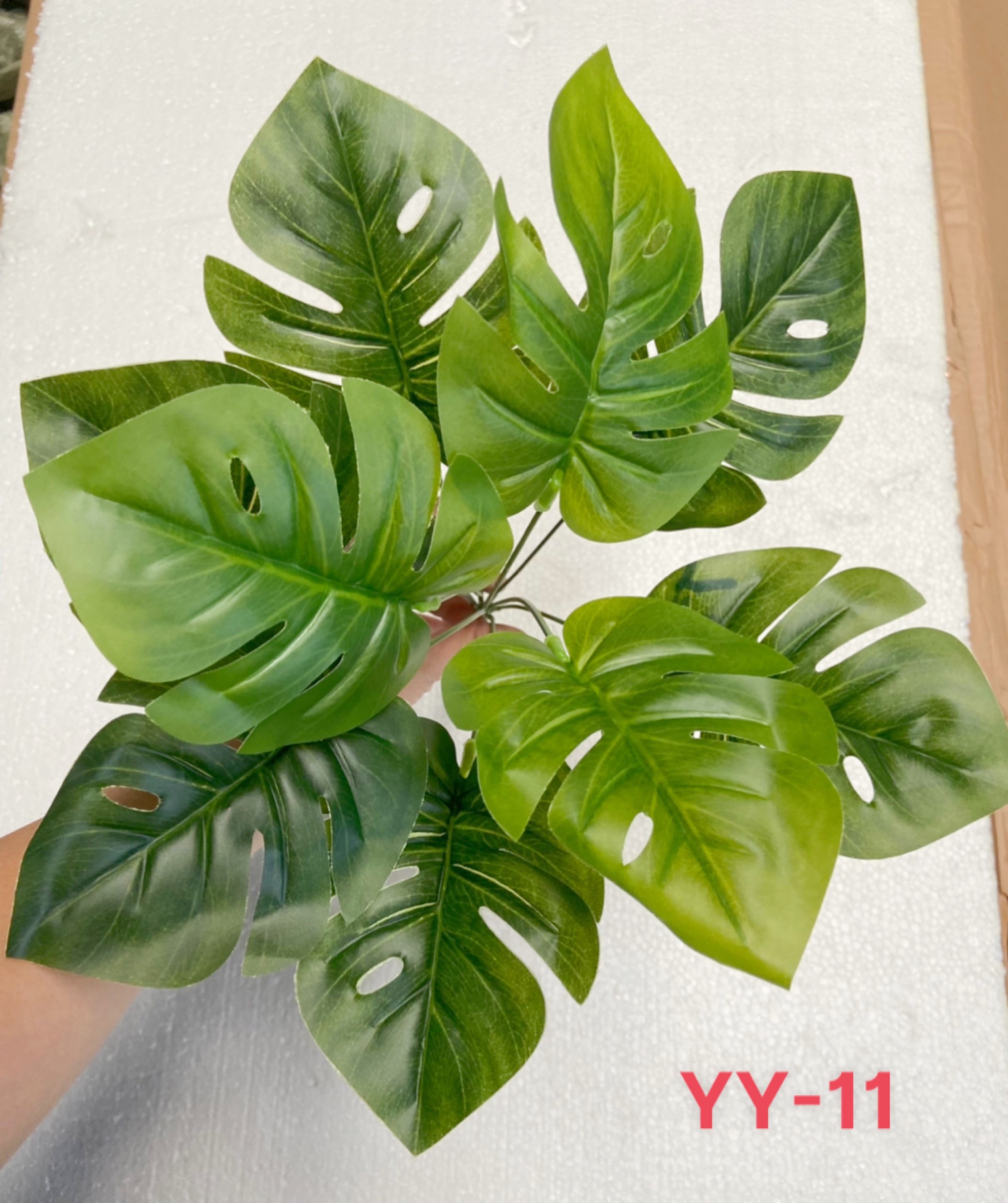 Cây giả trang trí, cây trầu bà lá xẻ giả trang trí, cắm chậu, làm tiểu cảnh 9 lá, 40cm - YY-11
