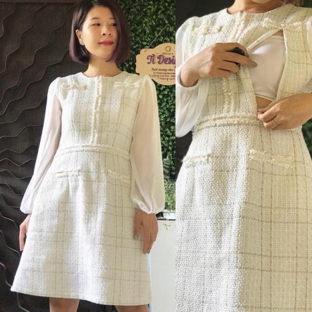 TĐ10: Váy cho con bú dạ tweed nhiều màu