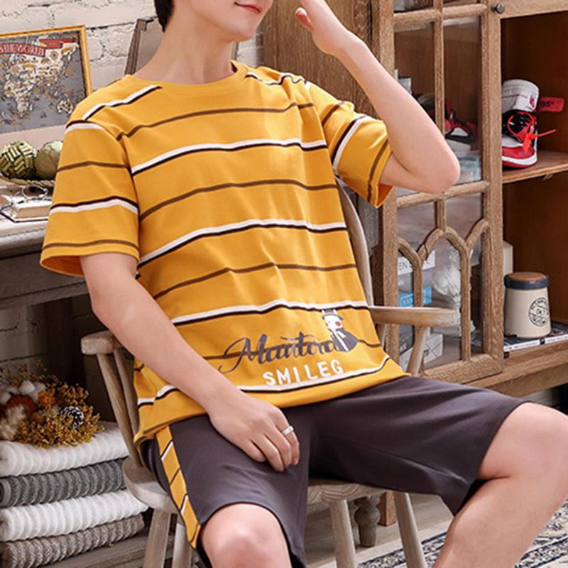 Đồ Ngủ Bộ Áo Ngắn Tay Mùa Hè Áo Quần Short Cotton Thun Bộ Đồ Ngủ Nhà Phù Hợp Với Nam Đồ Ngủ Rời Váy Ngủ 2 Cái/bộ