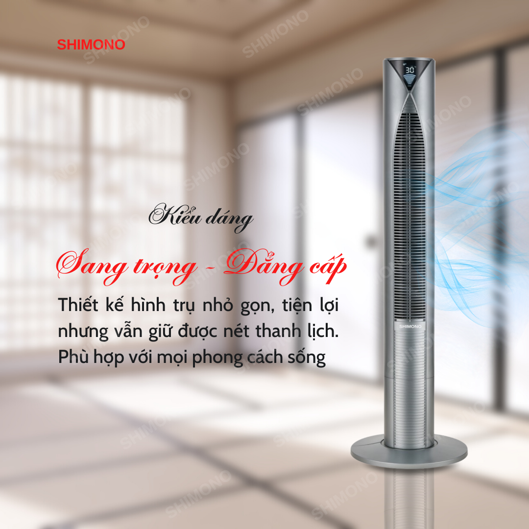 Quạt Tháp SHIMONO SM-TF46TR Kiểu Dáng Sang Trọng Màn Hình Hiển Thị Nhiệt Độ Phòng BH 12 Tháng Hàng Chính Hãng