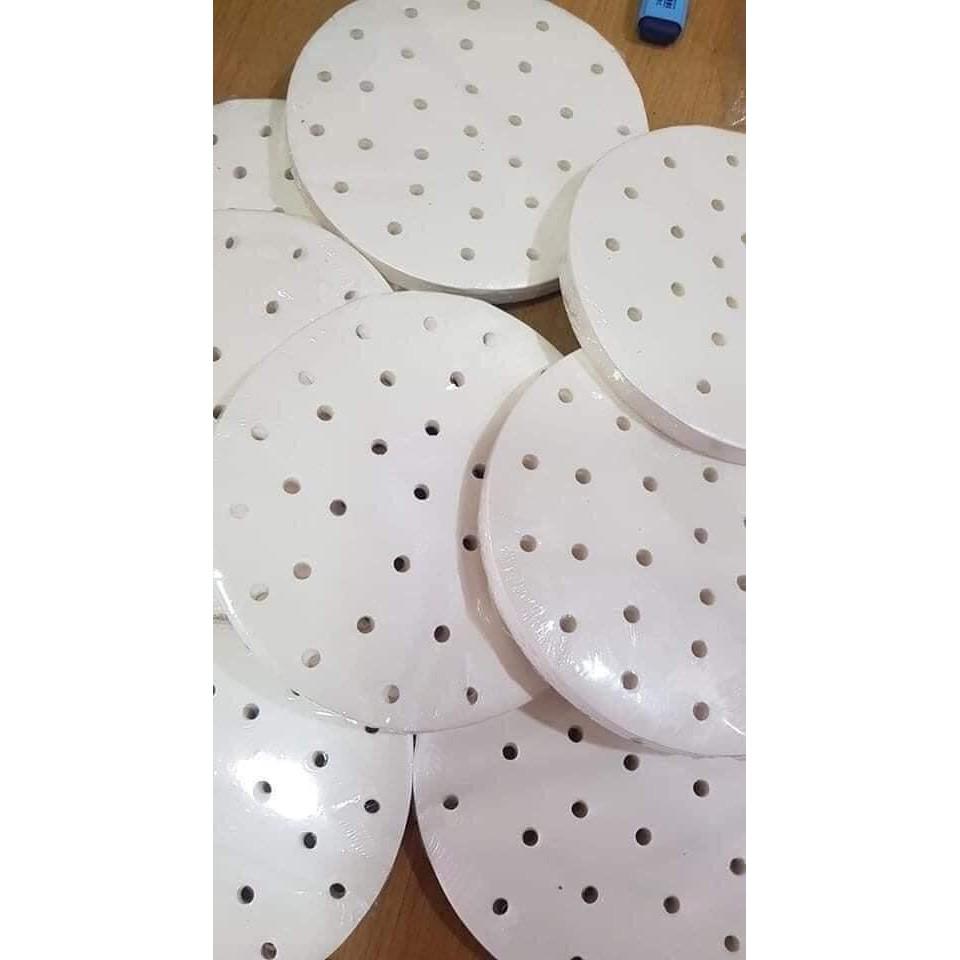 Giấy nến tròn đục lỗ size 23cm 100 tờ cho hấp, nướng, nồi chiên không dầu