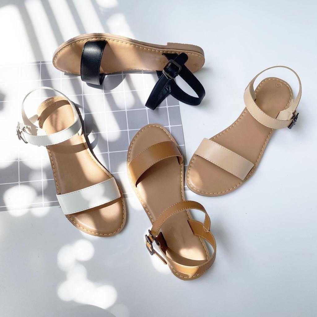 Sandal nữ đế bệt quai ngang chính hãng Hishoo có Bigsize S021