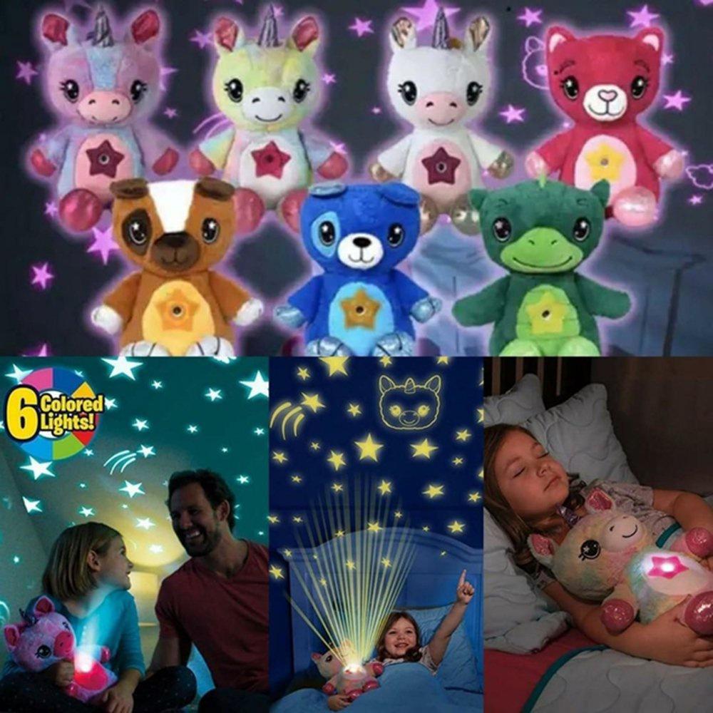 Gấu nhồi bông hoạt hình có đèn trên bụng chiếu sáng ngàn sao cho bé sáng tạo quà tặng dễ thương cho bé, cho bạn