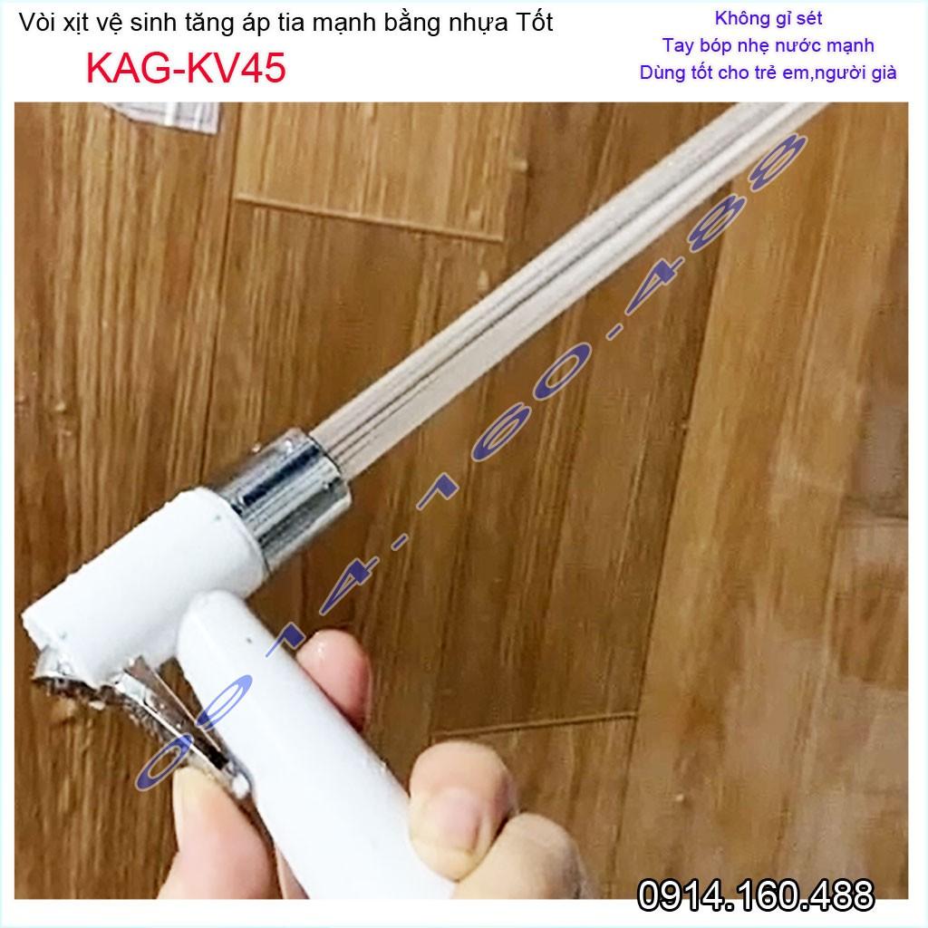 Vòi xịt vệ sinh nhà tắm KAG-KV45 vòi xịt bồn cầu màu trắng tia nước mạnh sử dụng tốt siêu bền