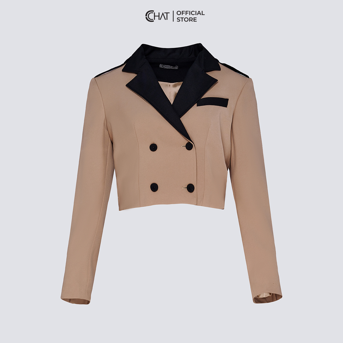 Áo Blazer Nữ  Dáng Ngắn Cổ Cá Vai Chât Tuytsi Cao Cấp 62EHS8001ST
