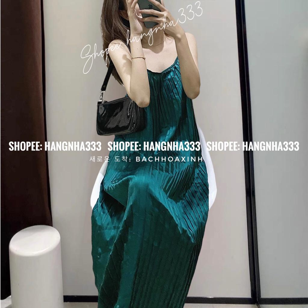 CÓ SẴN || Váy lụa dập ly hai dây basic sang trọng ULZZANG