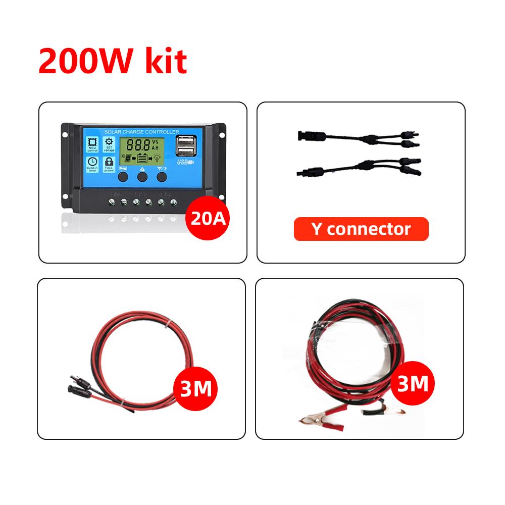 Tấm pin mặt trời Jingyang 100w 140w 200w 280w 300W 18V Cứng 25 năm Tuổi thọ tế bào quang điện đơn tinh thể Bộ sạc pin 12V Màu sắc: Hệ thống đen 100w