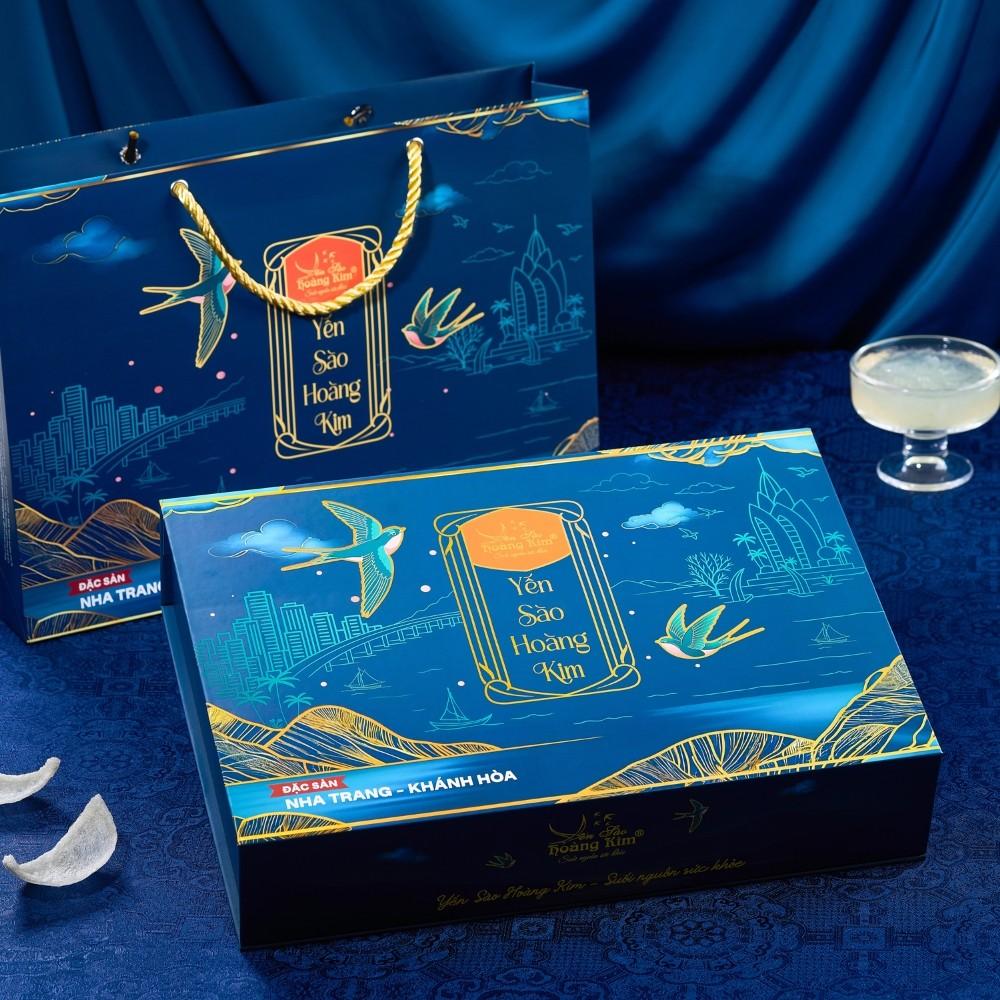 Hộp Quà Yến Sào Lộc Kim Thịnh Vượng Hoàng Kim (Set 50g Tinh Chế Sợi Thượng Hạng &amp; 4 Hũ Yến Chưng) Quà Tặng Đối Tác